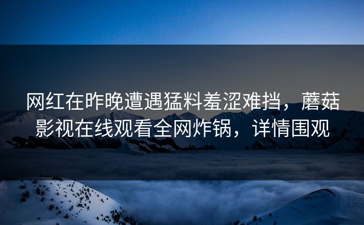 网红在昨晚遭遇猛料羞涩难挡，蘑菇影视在线观看全网炸锅，详情围观