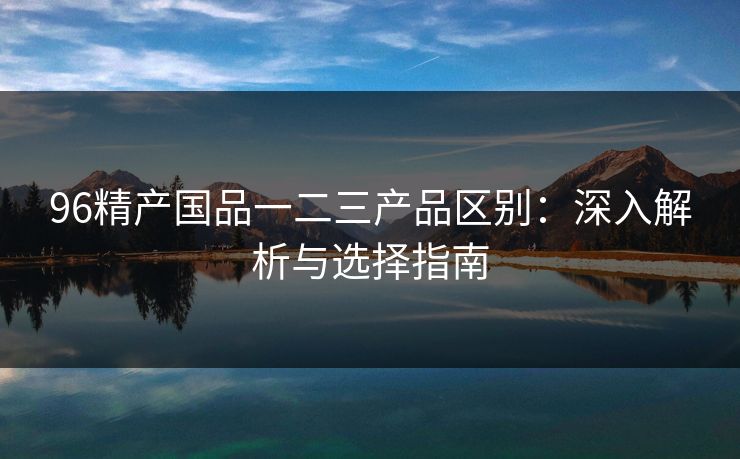 96精产国品一二三产品区别：深入解析与选择指南