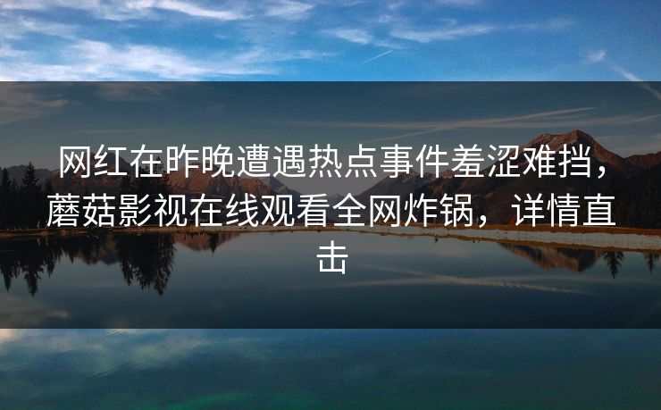 网红在昨晚遭遇热点事件羞涩难挡，蘑菇影视在线观看全网炸锅，详情直击