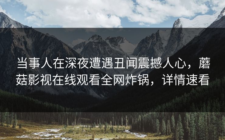 当事人在深夜遭遇丑闻震撼人心，蘑菇影视在线观看全网炸锅，详情速看